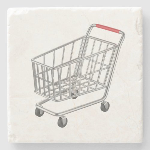 Empty metal shopping cart stone coaster