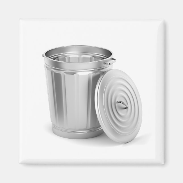 Empty metal trash can magnet (Front)