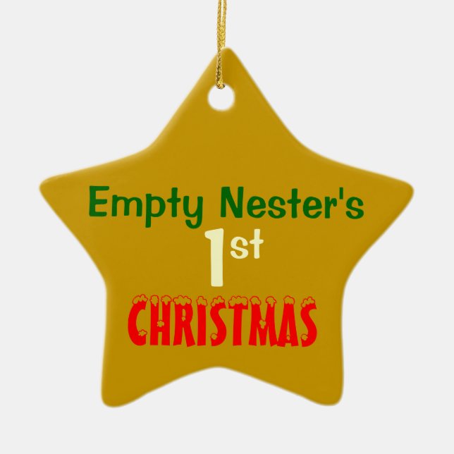 Empty Nest 1st Christmas Gold Star 2 Ceramic Ornament (Front)