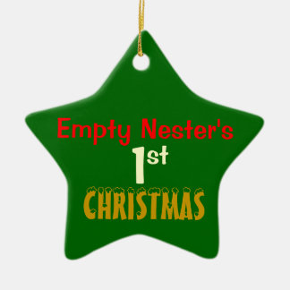 Empty Nest 1st Christmas Green Star Ceramic Ornament