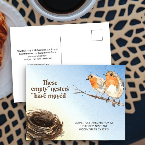 Empty Nest Watercolor Moving Announcement Postcard