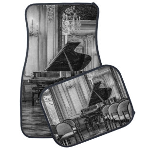 Empty Notes Black and White Music Photo Car Floor Mat