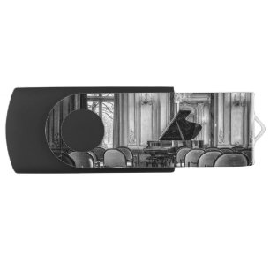 Empty Notes Black and White Music Photo Flash Drive