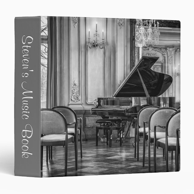 Empty Notes Black and White Music Photograph 3 Ring Binder (Front/Spine)