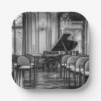 Empty Notes Black and White Music Photograph Paper Plates