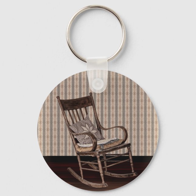 Empty Old Vintage  Rocking Chair Keychain (Front)