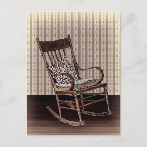 Empty Old Vintage Rocking Chair Postcard