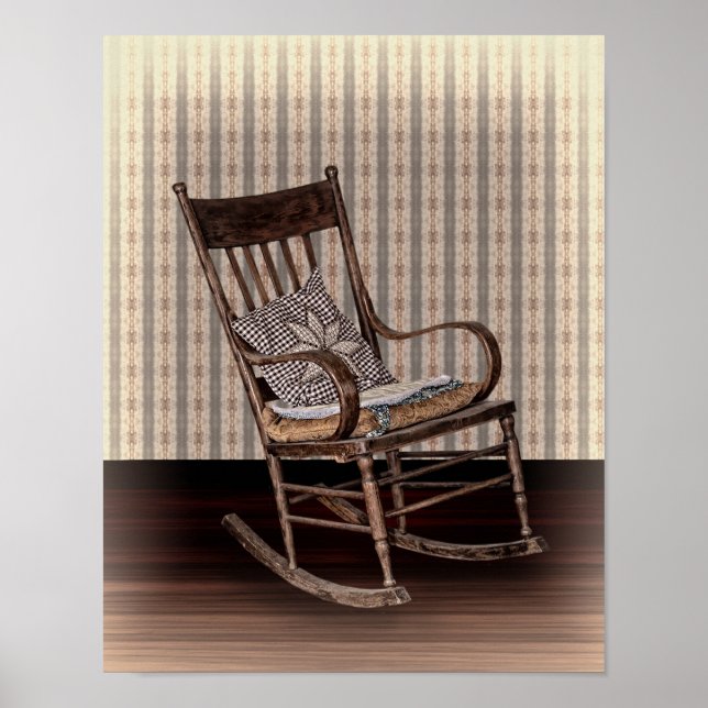 Empty Old Vintage Rocking Chair Poster (Front)