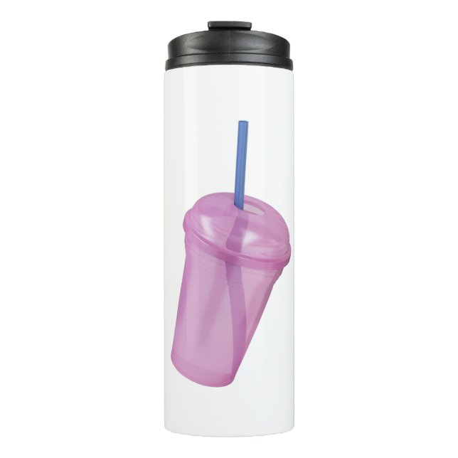 Empty plastic cup with a straw (Front)