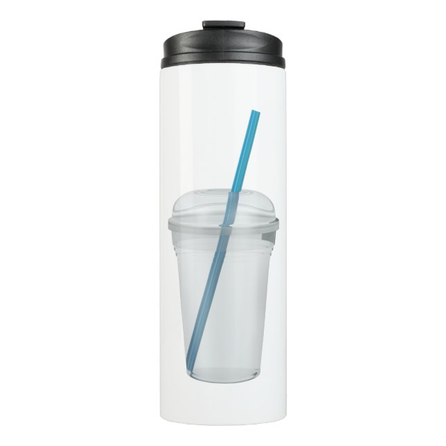 Empty plastic smoothie cup with a straw (Front)