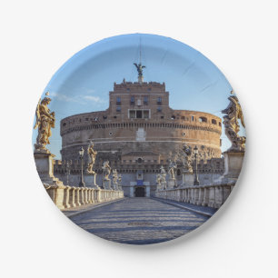 Empty Ponte Sant'Angelo at dawn - Rome, Italy Paper Plates