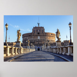 Empty Ponte Sant'Angelo at dawn - Rome, Italy Poster
