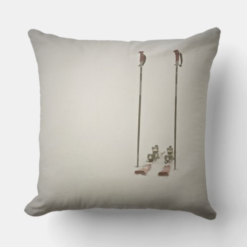 Empty Skis and Poles Throw Pillow