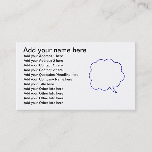Empty speech bubble #1 business card (Front)