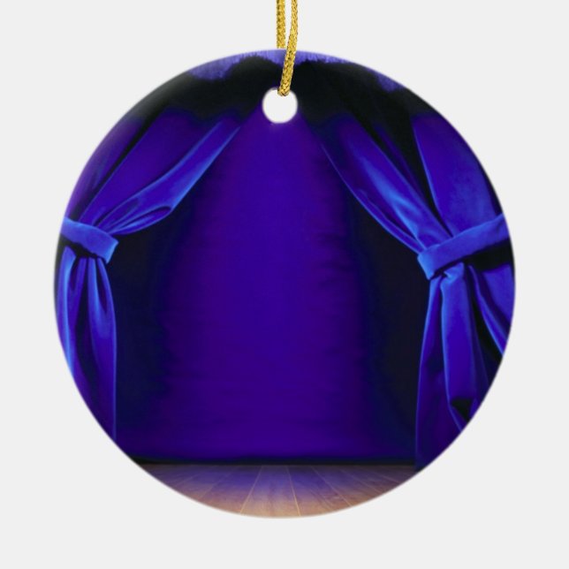 Empty Stage With Curtains Ceramic Ornament (Front)