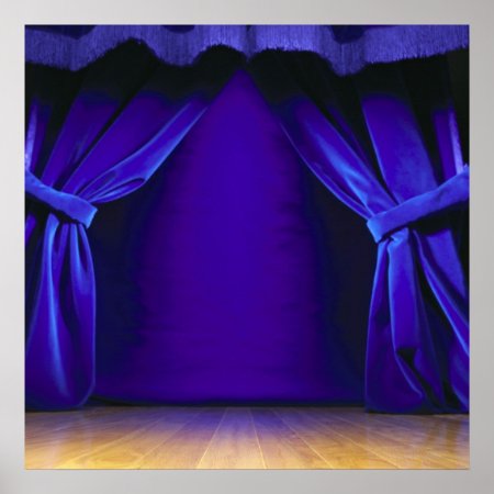 Empty Stage With Curtains Poster