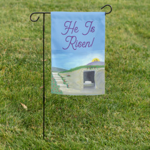 Empty Tomb He Is Risen Easter Garden Flag