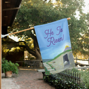 Empty Tomb He Is Risen Easter House Flag