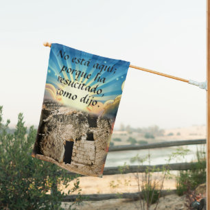 Empty Tomb with Bilingual "He is Risen" Scripture House Flag