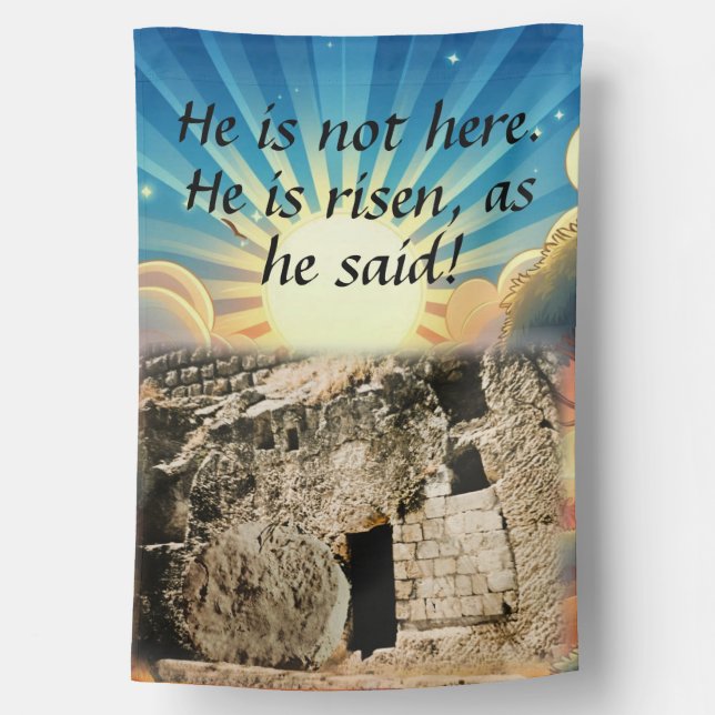 Empty Tomb with "He is Risen" Scripture House Flag (Back)