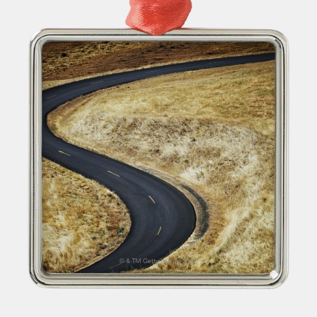 Empty winding paved road metal ornament (Front)