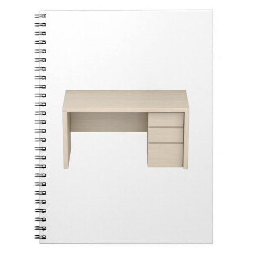 Empty wooden desk with drawers notebook