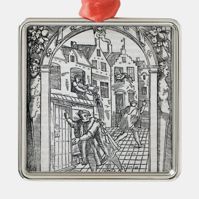 Emptying the Chamber Pots Metal Ornament (Front)