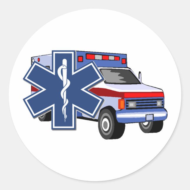 EMS Ambulance Classic Round Sticker (Front)