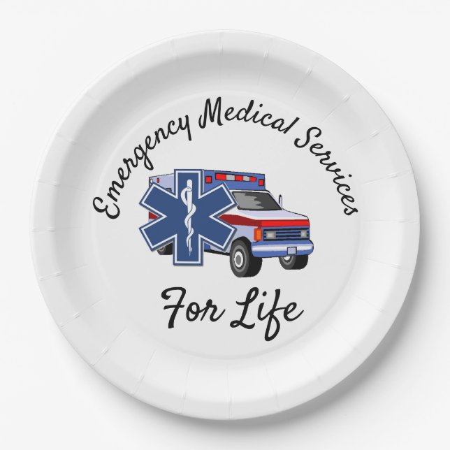 EMS Ambulance For Life     Paper Plates (Front)