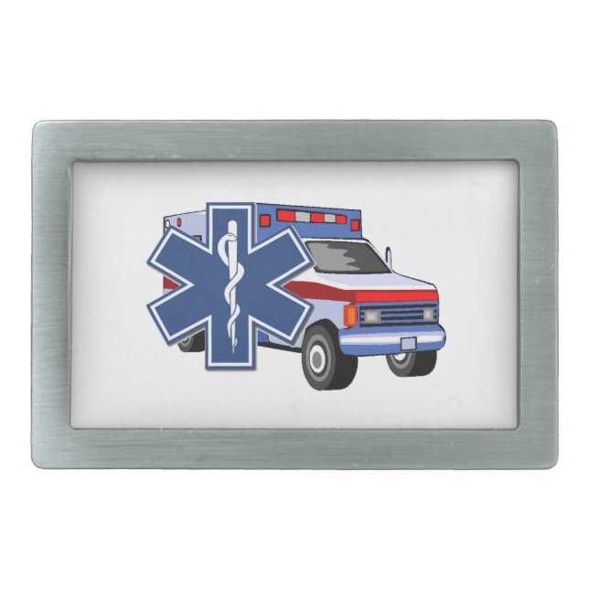 EMS Ambulance Rectangular Belt Buckle (Front)