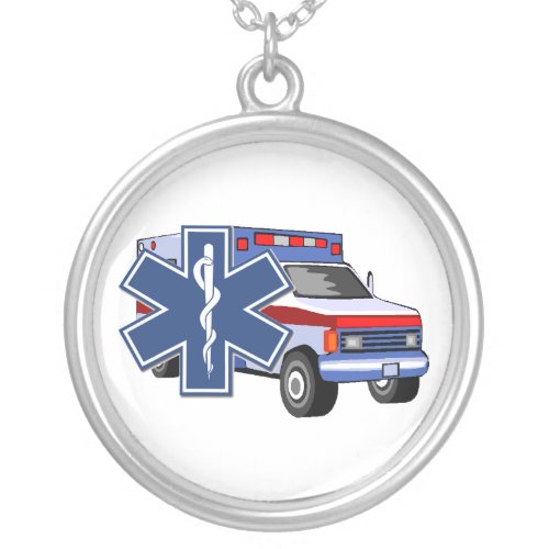 EMS Ambulance Silver Plated Necklace