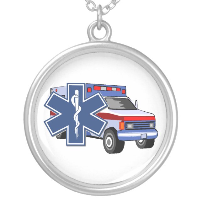 EMS Ambulance Silver Plated Necklace (Front)