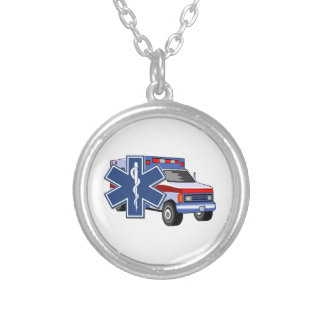 EMS Ambulance Silver Plated Necklace