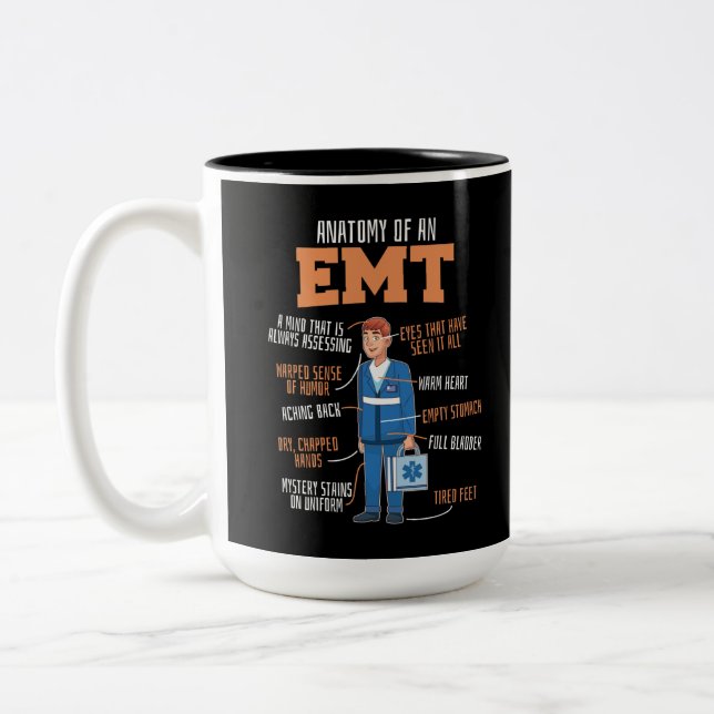 EMS Emergency Anatomy Of An EMT Two-Tone Coffee Mug (Left)