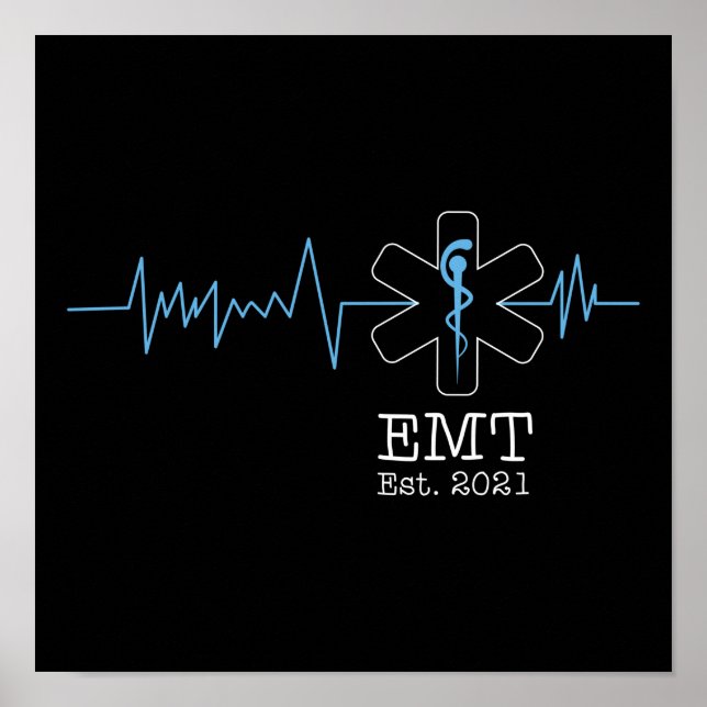 EMS Emergency Emt Est. 2021 Student Graduation Poster (Front)