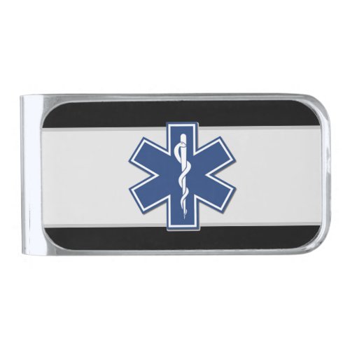 EMS Emergency Logo    Silver Finish Money Clip