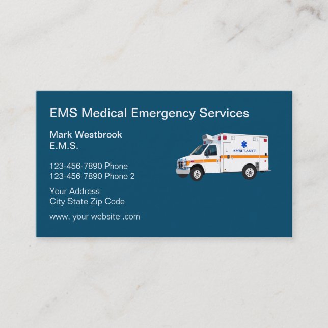 EMS EMergency Medical Services Business Card (Front)