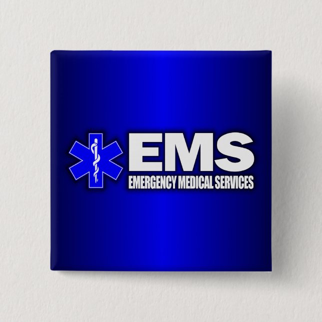 EMS -Emergency Medical Services Pinback Button (Front)