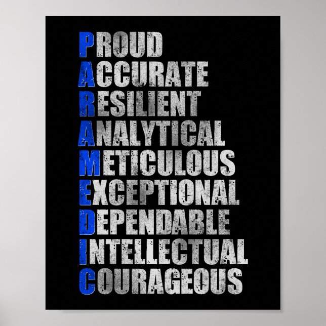 EMS Emergency Paramedic Word Cloud Poster (Front)