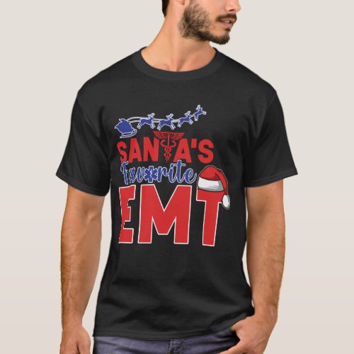 EMS Emergency Santas Favorite EMT Christmas T_Shirt