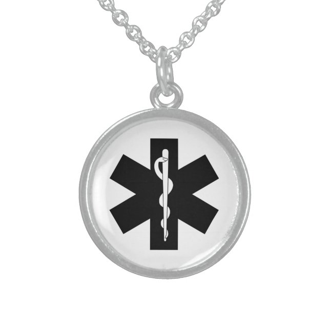 EMS Emergency Theme Sterling Silver Necklace (Front)