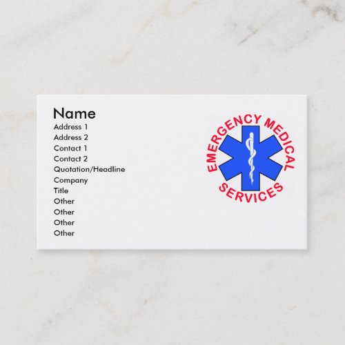 EMS EMT Contact Card Business Card