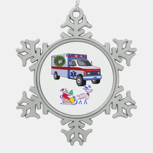 EMS EMT Paramedic Holidays Snowflake Pewter Christmas Ornament