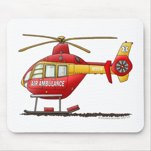 EMS EMT Rescue Medical Helicopter Ambulance Mouse Pad