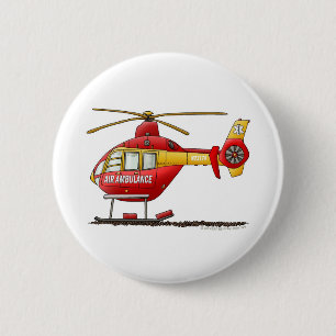 EMS EMT Rescue Medical Helicopter Ambulance Pinback Button