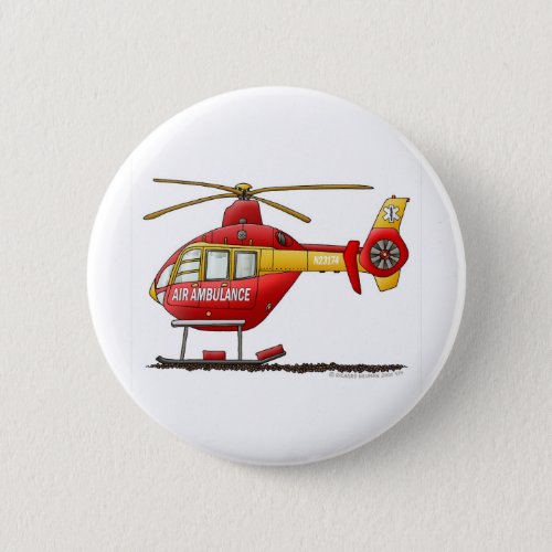 EMS EMT Rescue Medical Helicopter Ambulance Pinback Button