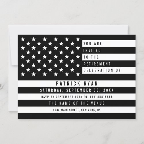 EMS EMT Thin White Line American Flag Retirement Invitation