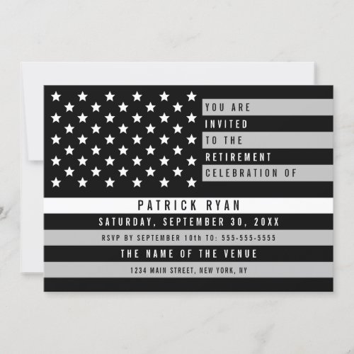 EMS EMT Thin White Line American Flag Retirement Invitation