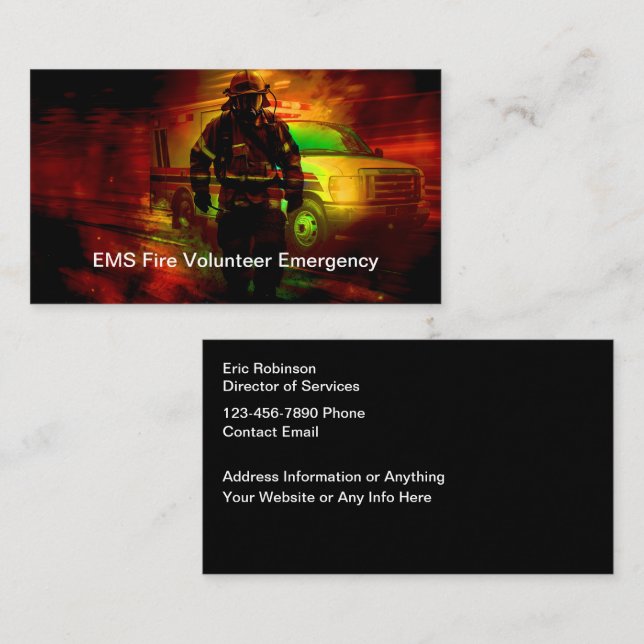 EMS Fire Emergency Theme Business Cards (Front/Back)