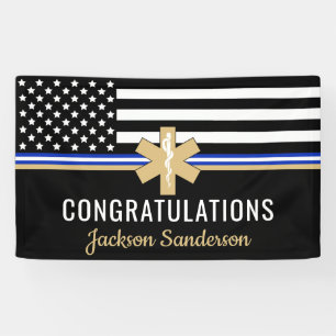 EMS First Responder White Line Flag EMT Retirement Banner